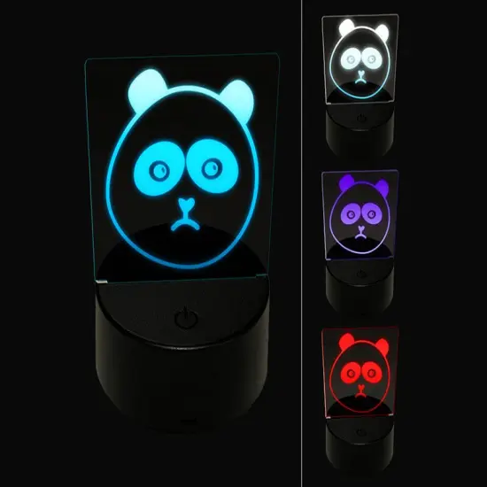 Sad Panda Face 3D Illusion LED Night Light Sign Nightstand Desk Lamp {1}