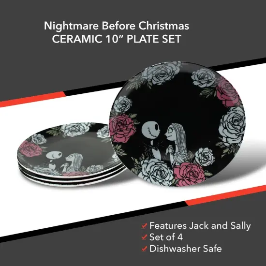 OFFICIAL Nightmare Before Christmas 10" Plate | Feat. Jack & Sally | Set of 4 {6}