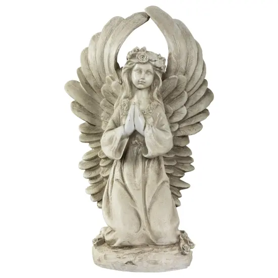 Northlight 15.25" Angel Kneeling in Prayer Outdoor Garden Statue Gray {3}