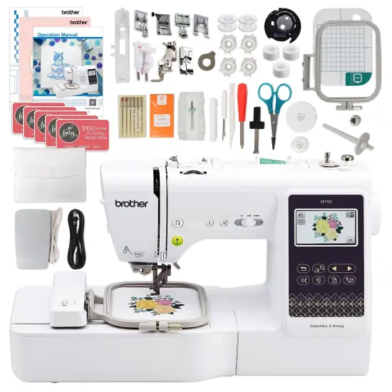 Brother SE700 Embroidery & Sewing Machine w/ 100 Spools, Bobbins & Accessories {2}
