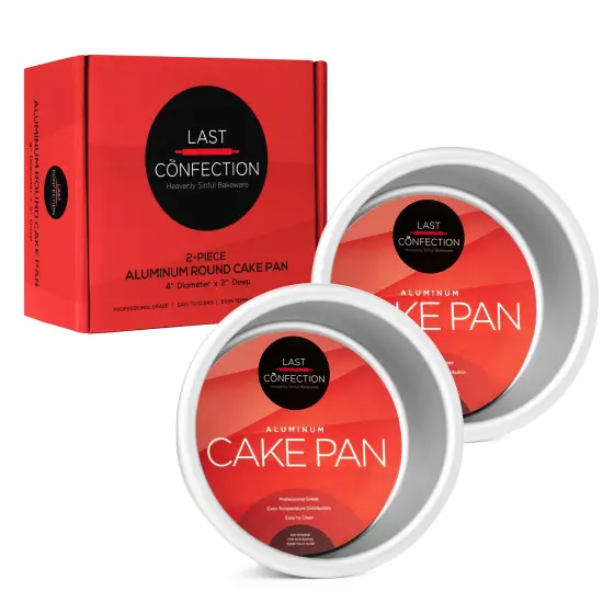 Last Confection 2-Piece Round Cake Pan Set - 4" x 2" Deep Aluminum Pans {3}