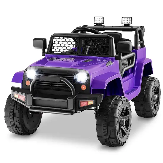 Costway 12V Kids Ride On Truck Car Electric Vehicle Remote with Music & Light Red/Purple {1}