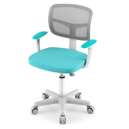 Adjustable Desk Chair with Auto Brake Casters for Kids Turquoise {3}