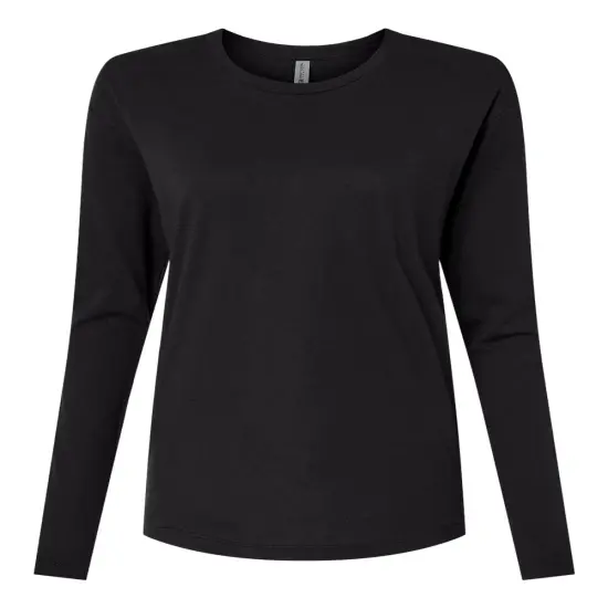 Next Level&reg; Women's Cotton Relaxed Crew Neck Long Sleeve T-Shirt Midnight navy {7}
