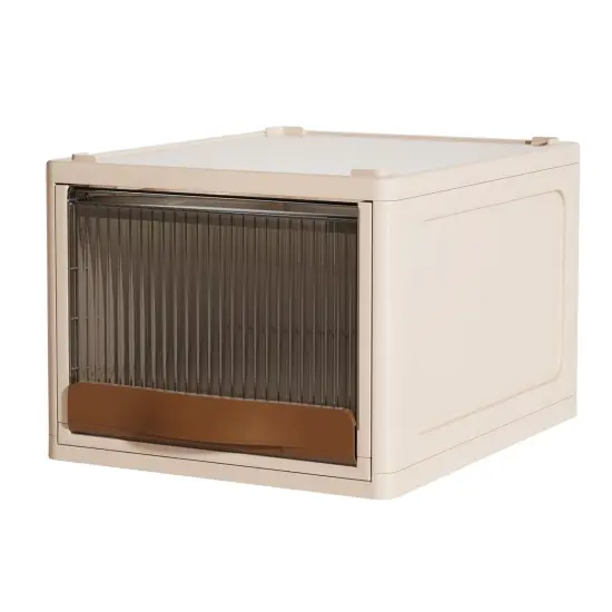 16.5L Stackable Storage Bin Plastic Drawer with Lid Closet Organizer Two Ways Opening Storage Box White {2}