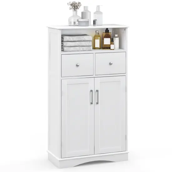 Costway Bathroom Floor Cabinet Freestanding Storage Cabinet with 2 Doors White {1}