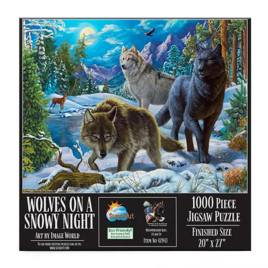 Sunsout Wolves on a Snowy Night 1000 pc Jigsaw Puzzle 42943 {4}