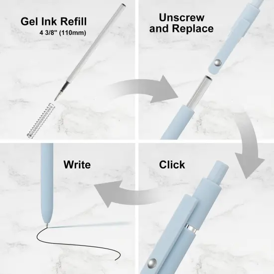 LINFANC 6 Pack Cute Gel Pens, Retractable Quick Dry Gel Ink Pen, Fine Point 0.5mm Black Ink Rolling Ball Gel Pens, Smooth Writing Aesthetic Pens for Home School Office Supplies {4}