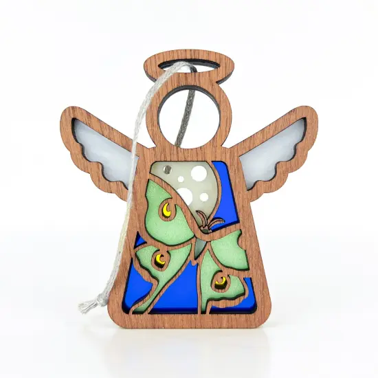 3.5" (H) Luna Moth Ornament - Handcrafted in Texas - Mother's Angels&reg; Christmas Angel Wings Figurine {1}