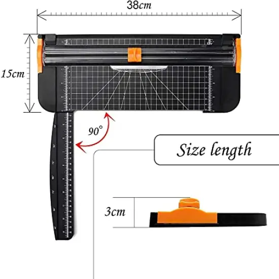Paper Cutter Trimmer Small: 12 Inch Crafting & Scrapbooking Supplies for A4 Cardstock Photo Label with Automatic Security Safeguard and Foldable Ruler {1}