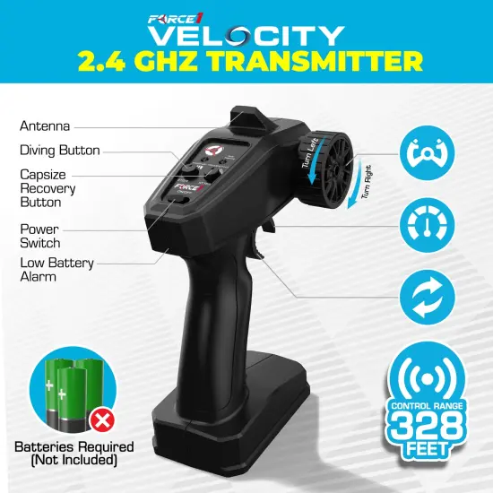 Force1 Velocity Fast RC Boat - Blue {4}