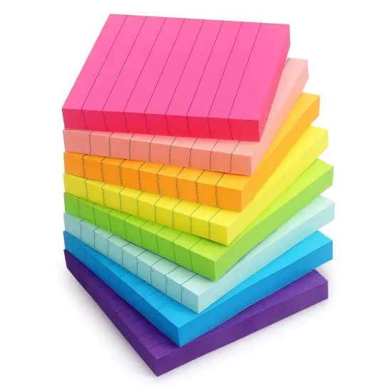 8 Pads Lined Sticky Notes 3x3 Sticky Notes with Lines Self-Stick Note Pads 8 Bright Multi Colors, 85 Sheets/Pad {1}