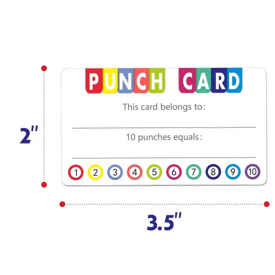 102 Pieces Punch Cards Incentive Loyalty Reward Card for Classroom Business (3.5" x 2") {1}