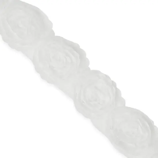 5 Yards of Rosalinda 1 1/2" Circular Floral Trim | 5 yard cut White {1}
