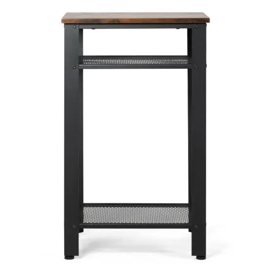 3-Tier Industrial End Table with Metal Mesh Storage Shelves {4}