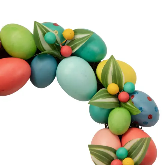 Northlight Decorated Easter Egg Twig Wreath - 14" Pink {5}