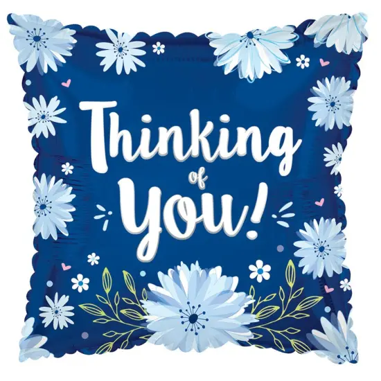 Blue Daisies Thinking of You 18" Square Foil Balloon, 1ct {1}