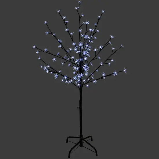 Northlight LED Lighted Sakura Cherry Blossom Artificial Tree - 4' - Pure White Black {1}