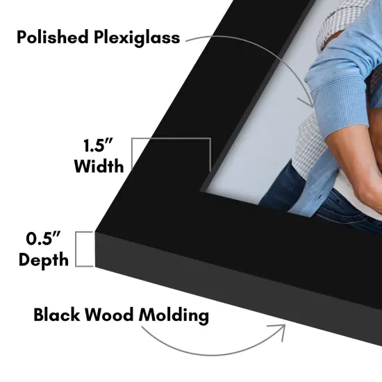 Americanflat 12x18 Picture Frame - Composite Wood Picture Frame for Wall Display - Plexiglass Cover - Hanging Hardware for Horizontal and Verticle Display - Black {3}