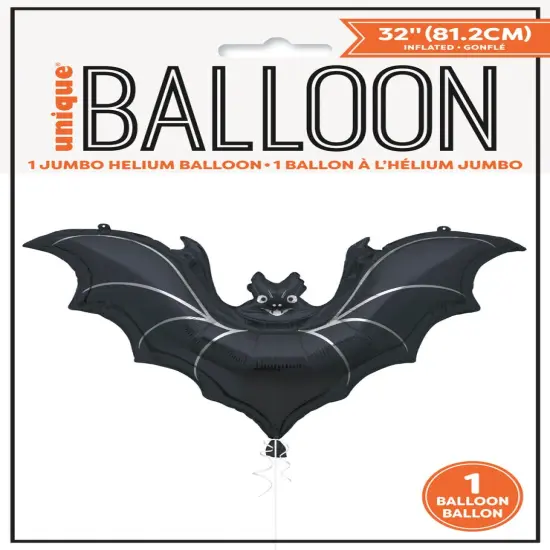 Black Bat Giant Shaped 32" Foil Balloon, 1ct {2}