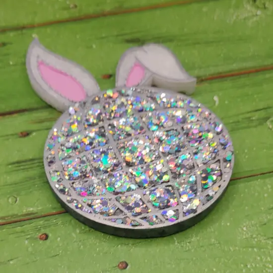 Disco Ball with Bunny Ears Silicone Freshie Mold {4}