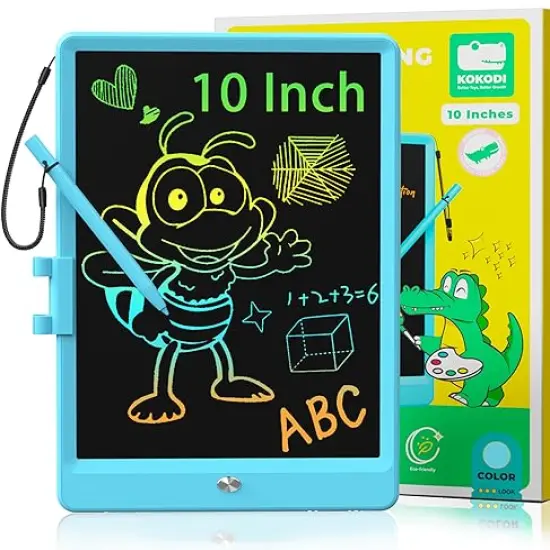 LCD Writing Tablet, 10 Inch Colorful Toddler Doodle Board Drawing Tablet, Erasable Reusable Electronic Drawing Pads, Educational and Learning Toy for 3-6 Years Old Boy and Girls {4}