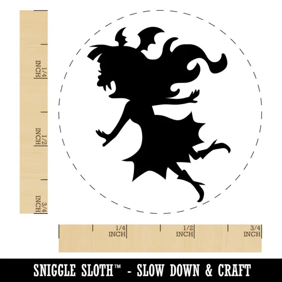 Vampire Girl Monster Halloween Self-Inking Rubber Stamp Ink Stamper for Stamping Crafting Planners Blue {1}