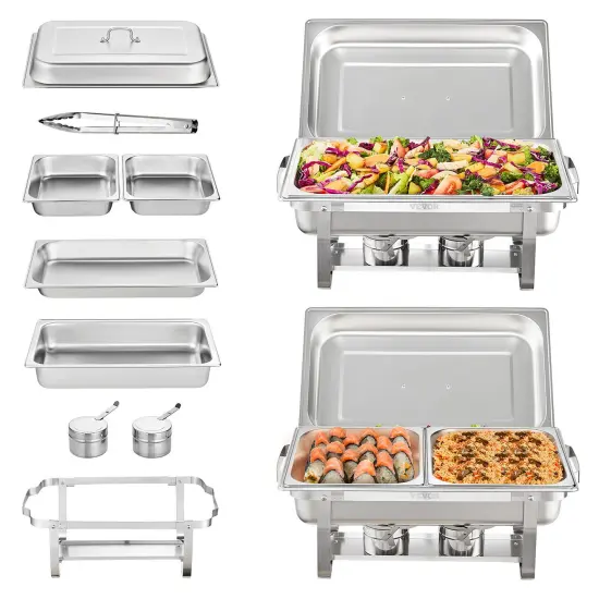 2 PCS Full and Half-Size Rectangle Chafing Dish Set {3}