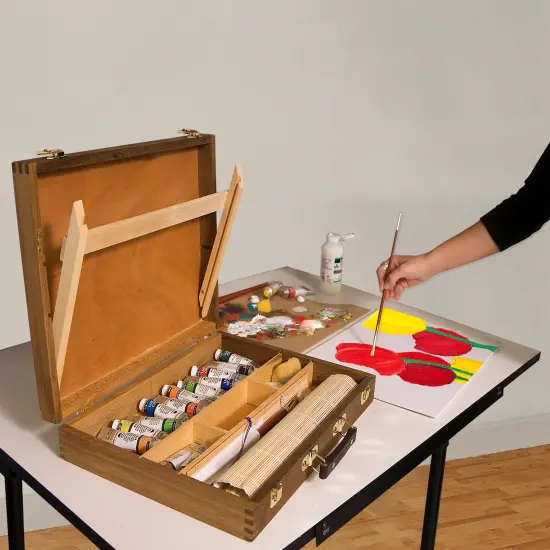 Bob Ross Master Artist Oil Paint Set Includes Wood Art Supply Carrying Storage Case Sketchbox w/ Palette Assorted {7}