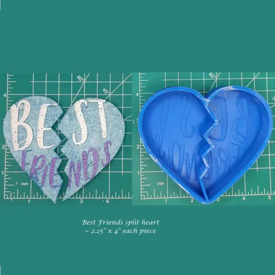 Best Friends Heart - 2 piece mold - Silicone Freshie Mold {1}