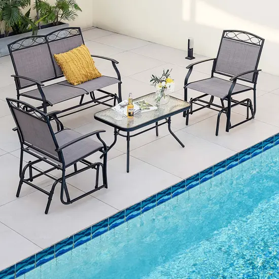 Costway 2pcs Patio Glider Set Single Swing Rocking Chair Heavy-Duty Metal Frame Outdoor {3}