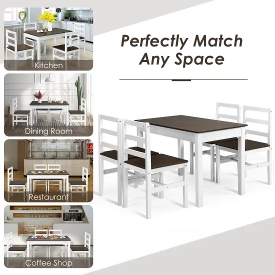5 Pieces Solid Wood Compact Kitchen Dining Set {3}