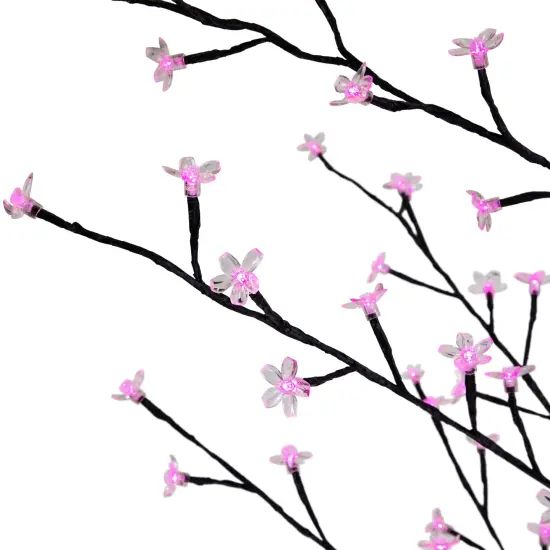 Northlight Pre-Lit Sakura Cherry Blossom Flower Artificial Tree - 6' - Pink LED Lights Black {7}
