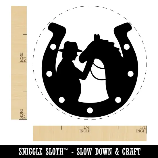Horseshoe Horse and Cowboy Self-Inking Rubber Stamp Ink Stamper for Stamping Crafting Planners Lime Green {1}
