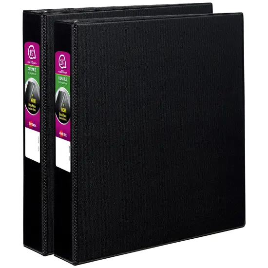 Avery Durable 3 Ring Binders, 1.5 Inch Slant Rings, 2 Black Binders (46016) {1}