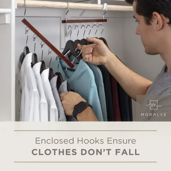 4 Pack European Beechwood Shirt Organizer for Closet - Space Saver Hangers for Clothes - Closet Clothes Organizer Space Saving Collapsible Hanger {1}