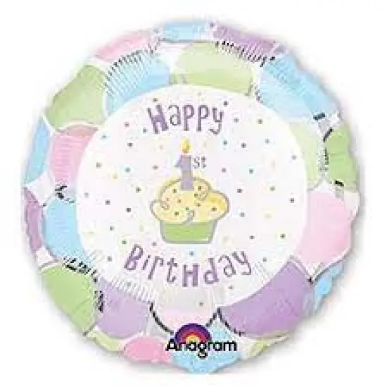 Pastel 1st Birthday 18" Round Foil Balloon, 1ct {1}