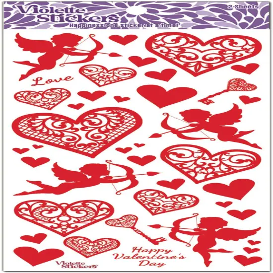 Red Foil Heart and Cupid Stickers - 3 Packages {1}