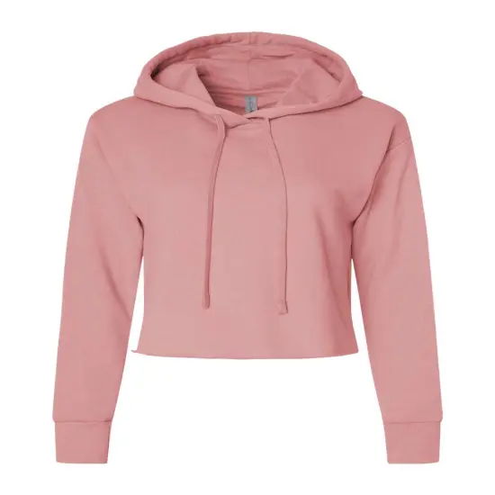 Next Level&reg; Women's Laguna Sueded Raw Edge Crop Hoodie White {4}