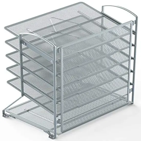 SimpleHouseware 6 Trays Desktop Document Letter Tray Organizer, Silver {4}