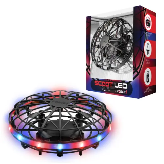 Force1 Scoot LED Hand Operated Drone for Kids or Adults - Red/Blue {1}