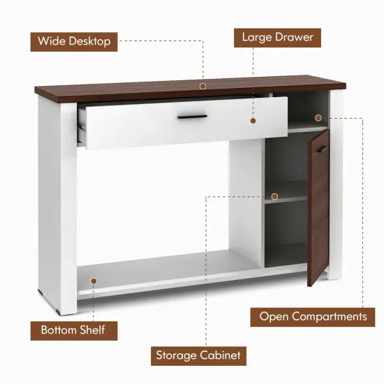 48 Inch Console Table with Drawer and Cabinet {5}