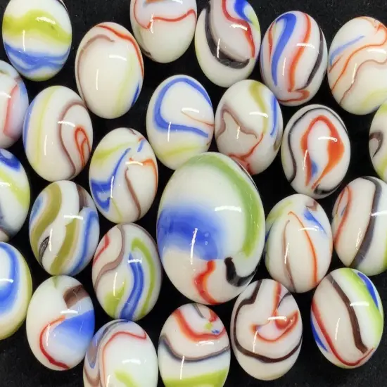25 MarblesTREE FROG White Green Black Red Blue Stripes Glass game pack Shooter {3}