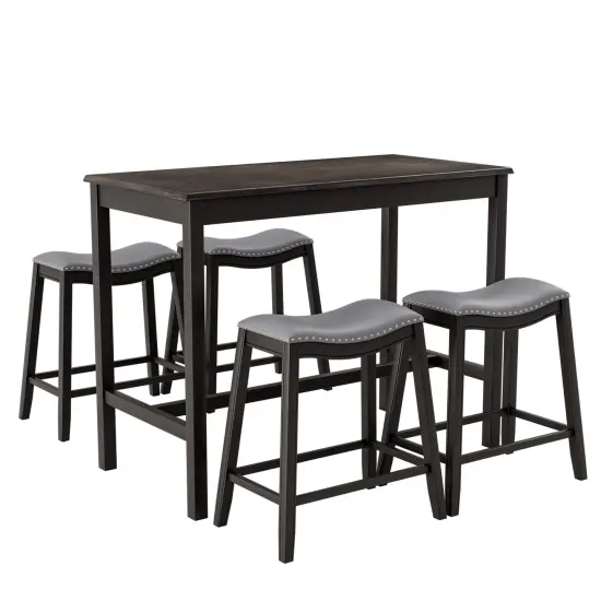 5-Piece Dining Set with 4 Upholstered Stools {1}