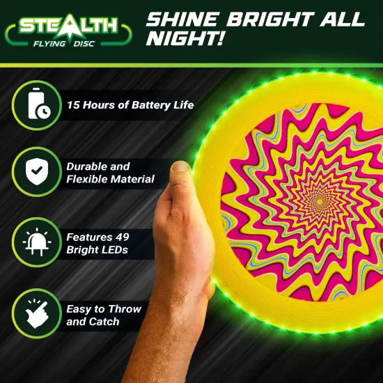 USA Toyz Stealth LED Flying Disc - Yellow/Green {4}