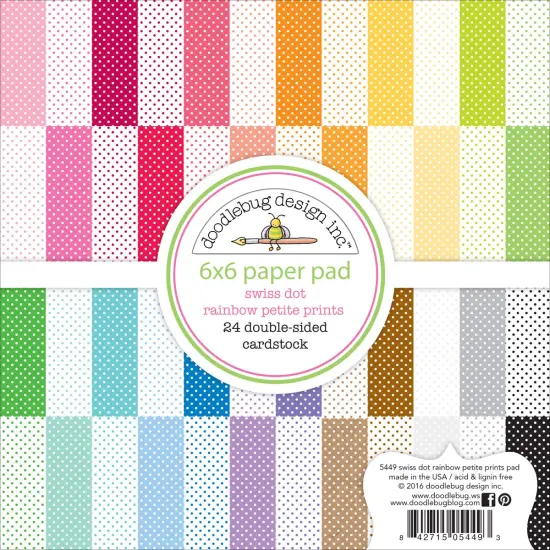 Doodlebug Petite Prints Double-Sided Paper Pad 6"X6" 24/Pkg-Swiss Dot, 24 Designs/1 Each {1}