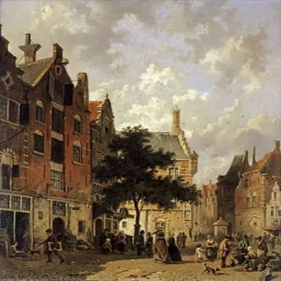 A Street Scene Poster Print by Adrianus Eversen - Item # VARPDX266294 {1}