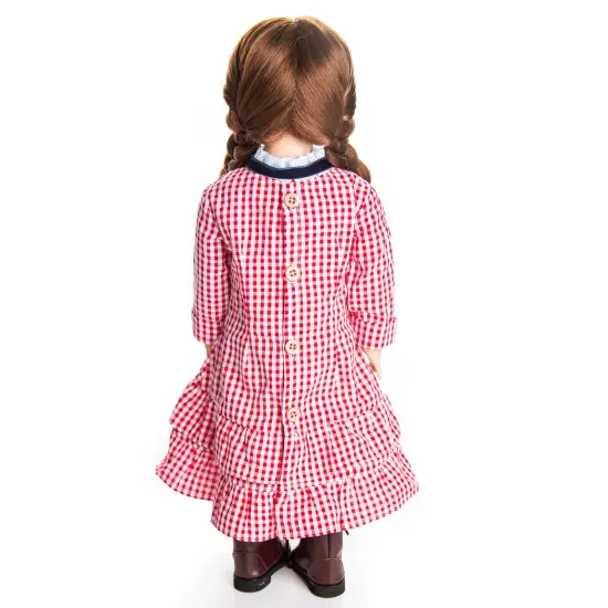 The Queen's Treasures 18 Inch Doll Clothes Laura Ingalls Red Check Dress {6}