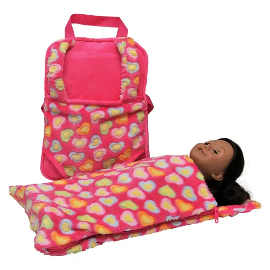 The Queen's Treasures 18 In Doll Carrier and Sleeping Bag, Pink Hearts {4}