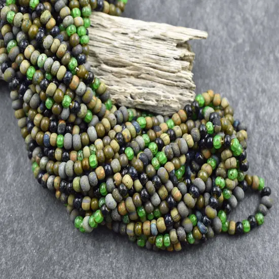 6/0 Aged Matte Neptune Striped Picasso Seed Bead Mix (18" Strand) {2}